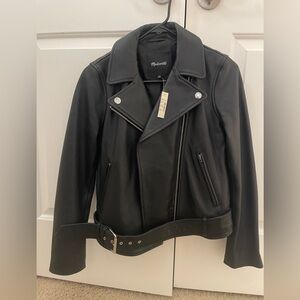 NWT Madewell Women's Black The Ultimate Leather Motorcycle Jacket Size Small